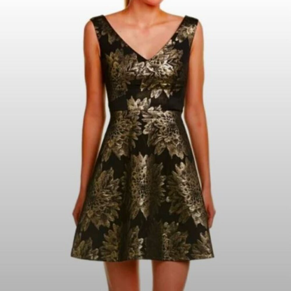 Karen Millen‎ Size 2 Black And Gold patterned Party dress Prom